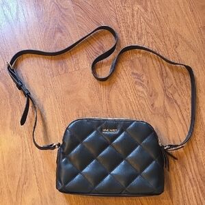 Nine West Black Quilted Triple Compartment Crossbody Purse